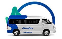 Cancun airport transfers to akumal White passenger van designated for Cancun Airport Transportation Private Service